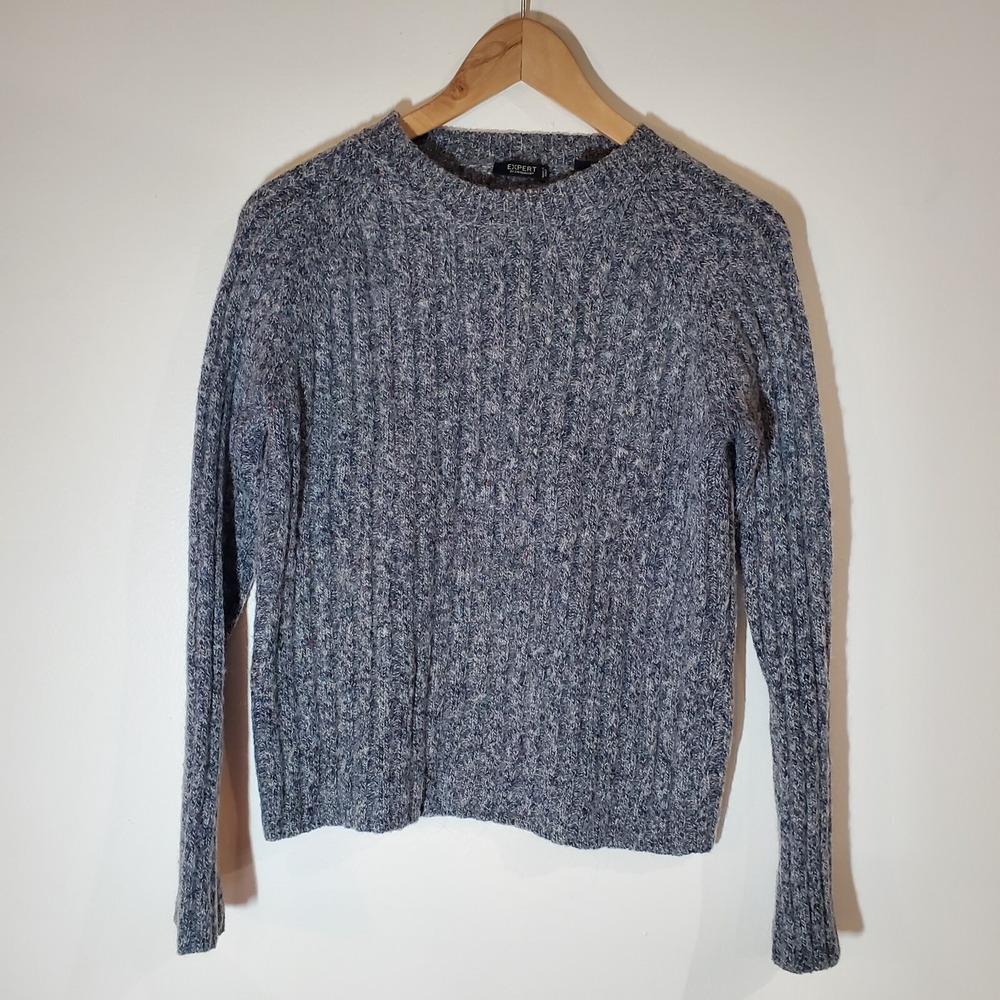 Expert by Evergreen Merino Mohair Blend Sweater Medium Cable Knit Marled Italy